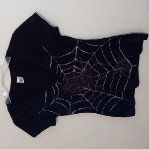 Black Spider Web Medium Vneck Tee Shirt